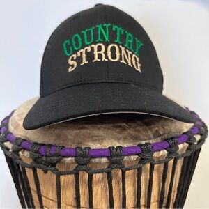 Country Strong Baseball Cap FlexFit Black Unisex Festival Cowboy Cowgirl L/XL